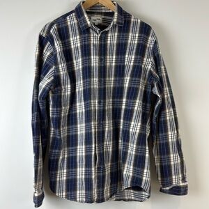 Frank and Oak Plaid Blue Long Sleeve Casual Shirt Size Large